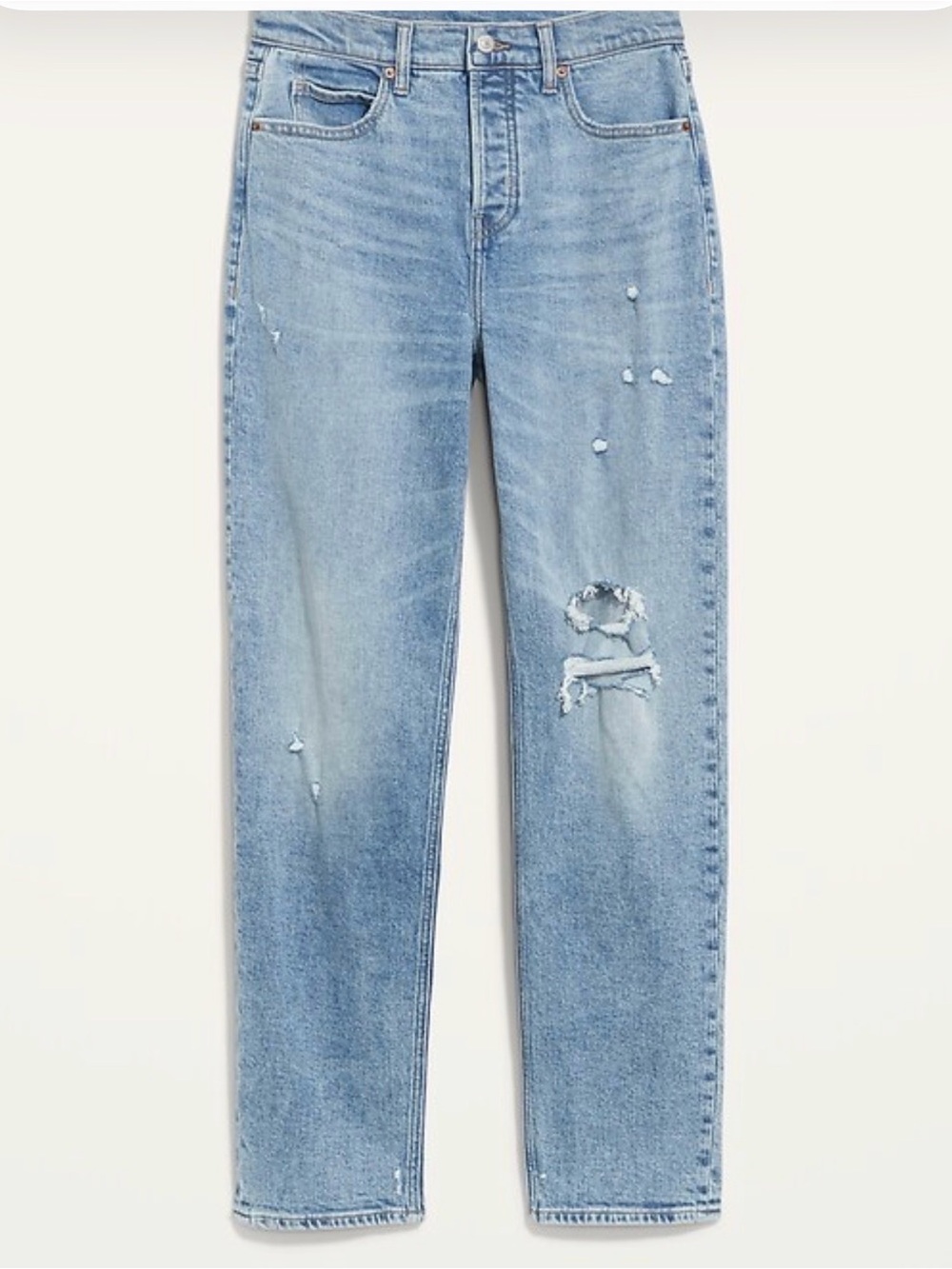 Old Navy Extra High Waisted Button Fly Sky Hi
Straight Ripped Jeans Size 6 Blue